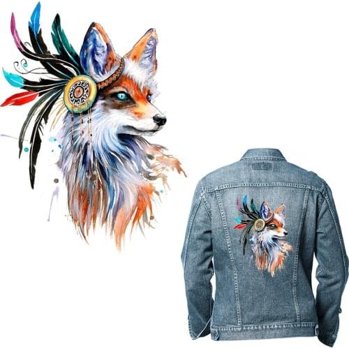 2 Pieces Ironing Transfers Patches Heat Press Stickers for Families Lovely Fox Animal Patch DIY Appliques for Parent-childs