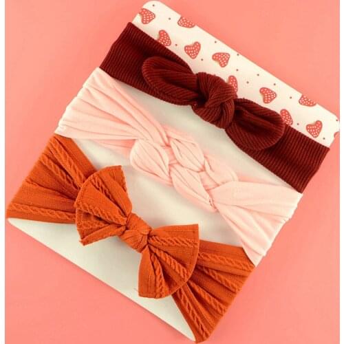 3Pcs/Set aby Girl Headband Ribbon Elastic Headdress Kids Hair Band Newborn Solid Bow Soft Baby Headwear Accessories