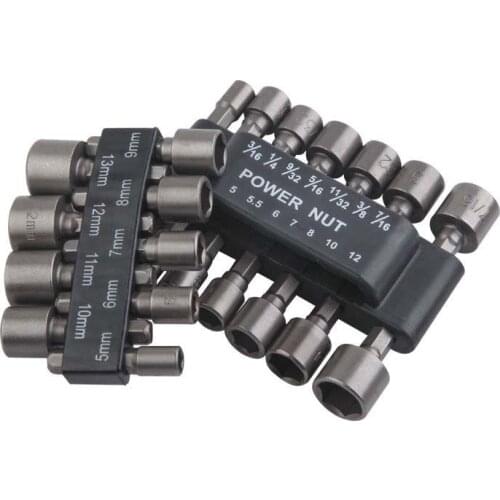 9/14pcs Strong Sleeve Wrench Hexagonal Handle Screw Sleeve Pneumatic Bits Magnetic Nut Driver Set Hex Socket Wrenches