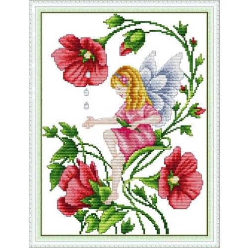 Butterfly Fairy Cross Stitch Kit Flower Girl 14ct 11ct Count Print Canvas Needle Embroidery Kit DIY Manual Needlework Sewing Kit