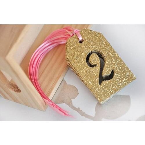 Glitter custom number or letter gift tags wedding party favor lables baby shower birthday present decorations