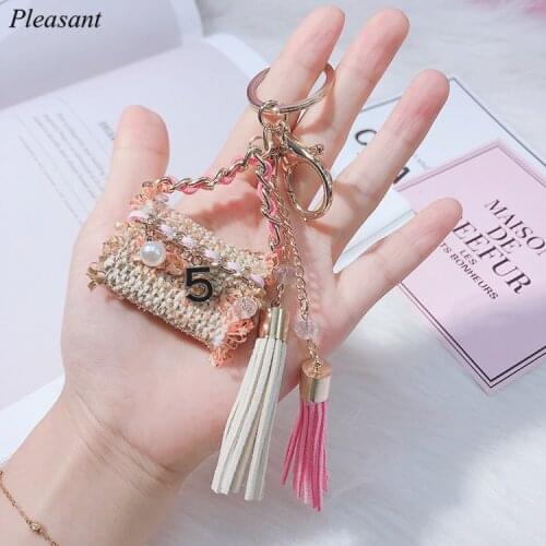 New Bag Model Keychain Creative Lady Fashion Pearl Crystal Tassel Diy Bag Car Pendant Jewelry Gift
