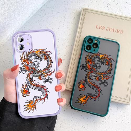 Fashion Vintage Chinese Dragon Print Phone Case for IPhone 12 11pro MAX 12 7 8 Plus X XR XS 6 S Plus SE2 Hard Back Cover Shell