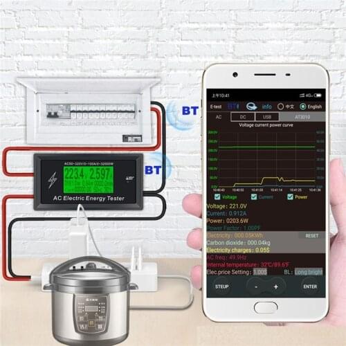AT3010 AC50~320V 100A 3KKW Phone App AC Meters Digital Voltage Meters indicator Power Energy Meter Voltmeter Ammeter Current