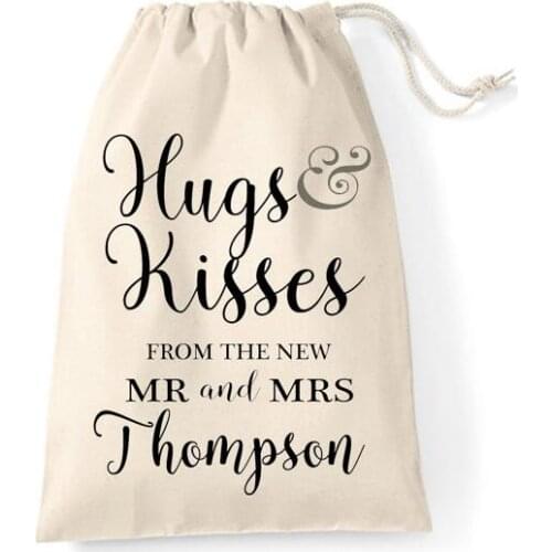 Personalized Hugs and Kisses wedding Bachelorette Hangover Kit favor keepsake gift Bags bridal shower party Candy pouches