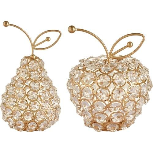 3D Cut Crystal Glass Crystal Fruit Apple Fruit Collectible Figurines Ornaments Shiny Rhinestone Crystal Desk Tabletop Decoration