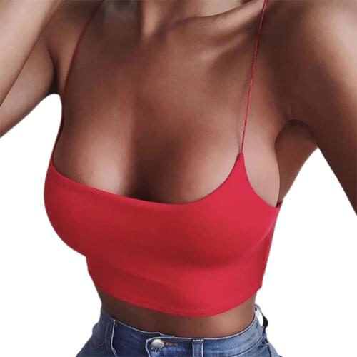 Hot Female Club Tank Tops Vest Girls Solid U-Neck Sleeveless Tube Crop Tops Spaghetti Strap Camisole for Summer Ladies Tanks