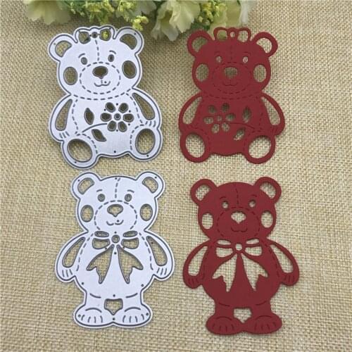 2pcs/set Lively Bear Designs Metal Cutting Dies Stencils for Scrapbooking Embossing Album Paper Card Craft