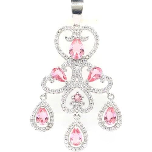 73x25mm SheCrown Long Big 16g Jewelry Set Created London Blue Topaz CZ For Women Dating Silver Earrings Pendant