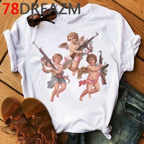 New Angel T Shirt Women Summer Top T-shirt Kawaii Vintage Vogue Graphic Tees Plus Size Fashion Unisex Korean Style Tshirt Female
