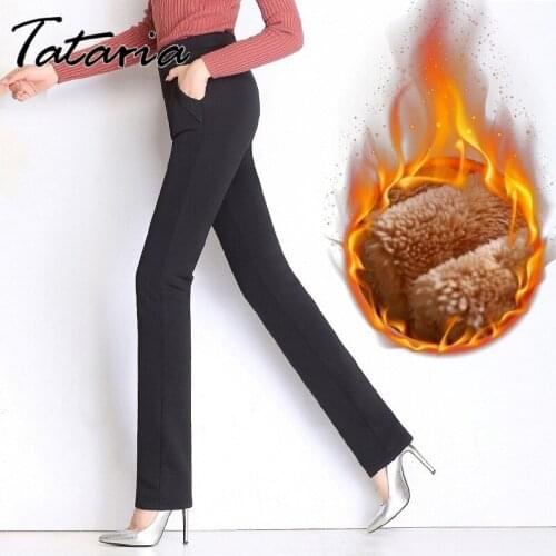 Plus Size 5XL 2021 Autumn Winter Warm Pants for Women Sweat Velvet Straight Slim High Waist Stretch Pencil Pants Female Trousers