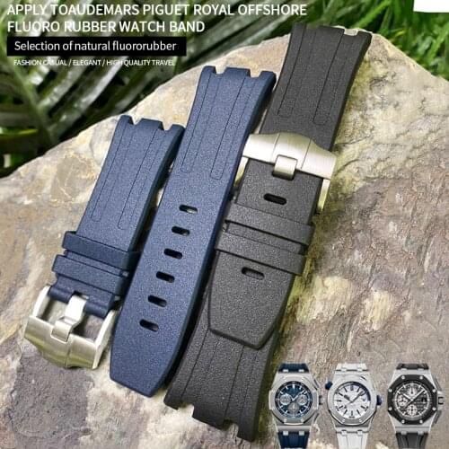 28mm 30mm High Quality Fluorine Rubber Watch Strap Nature Watch Band Black Blue Belt for Audemars Piguet ROYAL OAK OFFSHORE