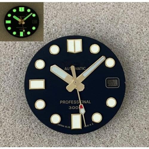 SKX007 Style 28.5mm C3 Green Luminous Watch Dial and Hand Set with S Logo