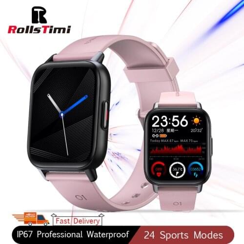 Rollstimi Smart Watch Wristband Mens Ladys Sports Clock Heart Rate Monitor IP67 Waterproof Bluetooth Phone LED Color Screen