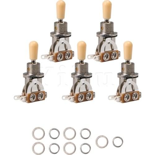 Yibuy 3-Way Guitar Chrome Switch Pickup Selector Toggle Switch Yellow Tip Set of 5