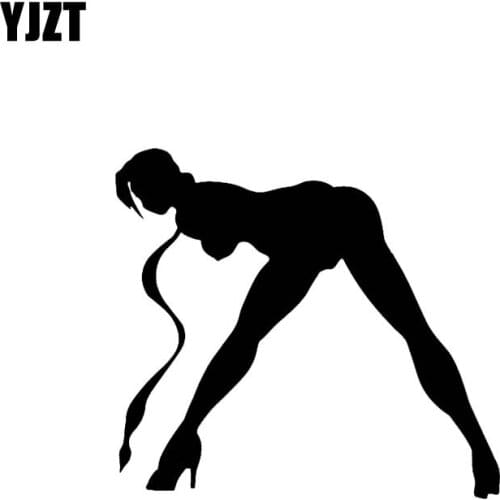 YJZT 10.7*9.7CM Silhoutte Mystery Sexy Girl Fashion Style Cartoon Design Car Sticker Vinyl Decal Black/Silver C20-0750