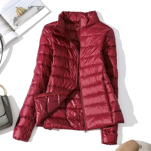 Women Spring Autumn Coat New Ultra Light White Duck Down Jacket Slim Women Winter Puffer Jacket Portable Windproof Down Coat