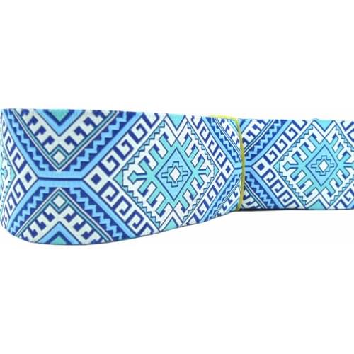 1-1/2'' 38mm Wide Greek Key Turquoise Woven Jacquard Ribbon Wholesale Free Shipping