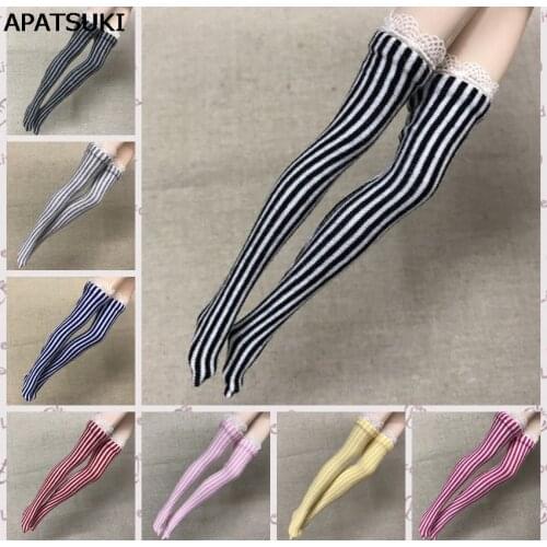 1pair Zebra Striped Doll Stockings for Barbie Dolls Elastic Thigh High Stocking Long Sock For Barbie 1:6 Doll Accessories
