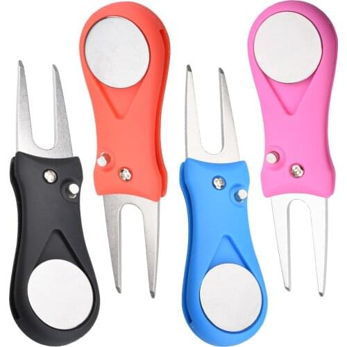 1 Pcs Golf Divot Tool Repair Switchblade Tool Pitch Groove Cleaner Golf Pitchfork Golf Accessories Putting Green Fork Dropship
