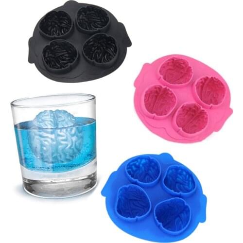 1Pcs Creative Brain Modeling Ice Tray Cutter Four-hole Cookies Chocolate Soap Baking Silicone Mold Kitchen Tool
