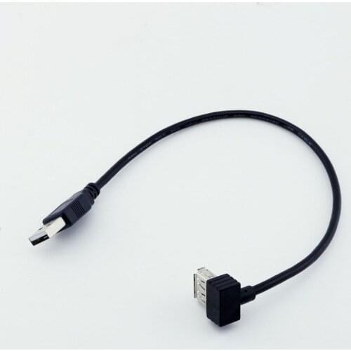 1pcs USB 2.0 A Male Straight To USB A Female Angled Data Extension Adapter Cable 30cm