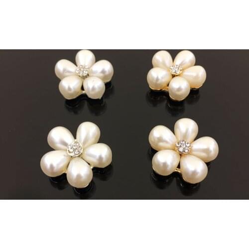 10 PCS 24mm Fashion Metal Alloy Imitation Pearl Crystal Rhinestone Flowers Connectors Charm For Jewelry Making Accessories