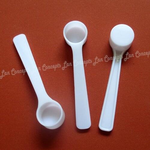 100pcs/lot 0.5g Plastic Scoop 0.5 gram PP Measuring Spoon 1ML Measure Tool - 70X16X10.5mm white Free shipping