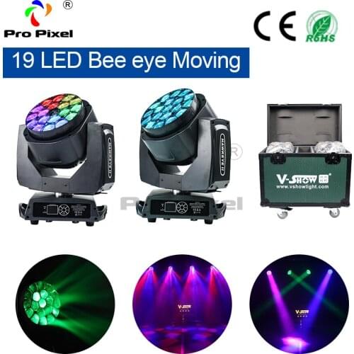 2pcs With Road Case19x15w Big Bee Eyes Beam Moving Head Light RGBW 4in1 Zoom Stage Light Led Dmx Dj Disco Light For Wedding Bar