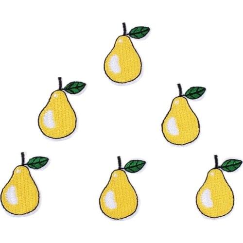 20pcs Quality Embroidered Pear Patch Cartoon Fruits Stickers Handmade Garments Patchworks DIY Bags Motif Badge Clothes Badge