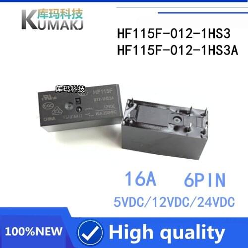 3PCS Relay HF115F-I-012-1HS3 HF115F-012-1HS3 HF115F-005-1HS3 HF115F-024-1HS3A HF115F 024 1HS3 6PIN 16A 250VAC 1 Normally Open