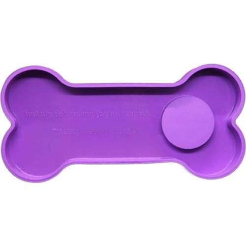 3 In 1 Pet Tombstone Resin Mold Bone Shape Dog Memorial Stone with Photo Frame Silicone Casting Mold Candles Holder Mold