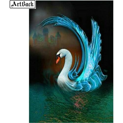 New arrival animal 5d diy diamond painting swan full square drill kit wall sticker 3d rhinestone diamond embroidery