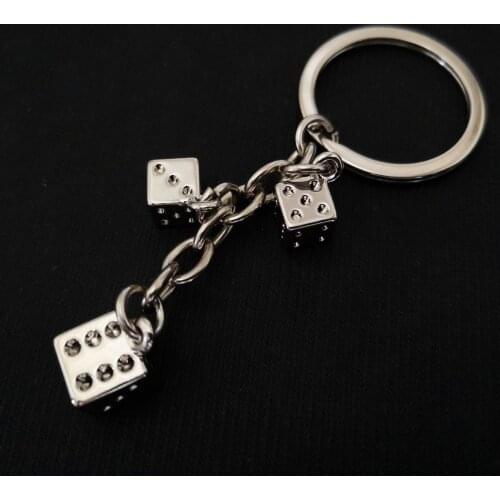 FREE SHIPPING by FEDEX 50pcs/lot New Metal Cube Dice Keychains Zinc Alloy Big and Small Dice Keyrings Keyholders Casino Gifts