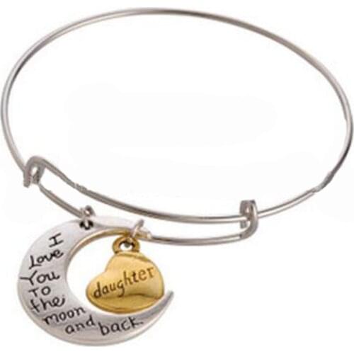 Wholesale Family Bracelet I Love You To The Moon And Back Daughter mom aunt dad brother son sister uncle grandpa Charm Bangle