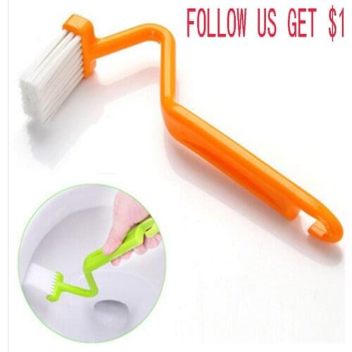 Household bathroom toilet brush curved handle cleaning brush V-shaped toilet inside dead angle S-type toilet brush