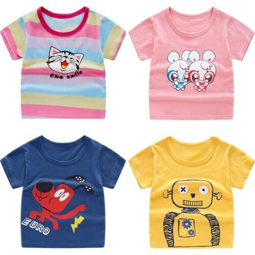 Childrens Short Sleeve Baby Boy T-shirt Cartoon Cotton T-shirts Kids Boys Girls Tops Shirts Childrens Casual T-shirt Summer
