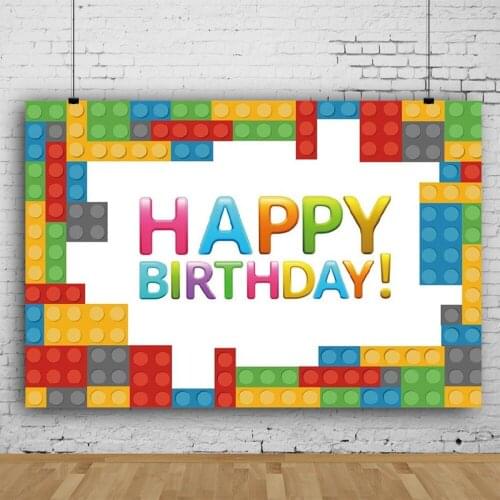 Childrens Birthday Party Toy Building Block Cartoon Boys Like Backdrops Photo Background Decorations for Kids Photography Props