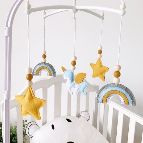 Baby Mobile Crib Rattles Toys for 0-12 Months Newborn Crib Hanging Bed Bell Hairball Rattles Rotating Holder Arm Room Decoration