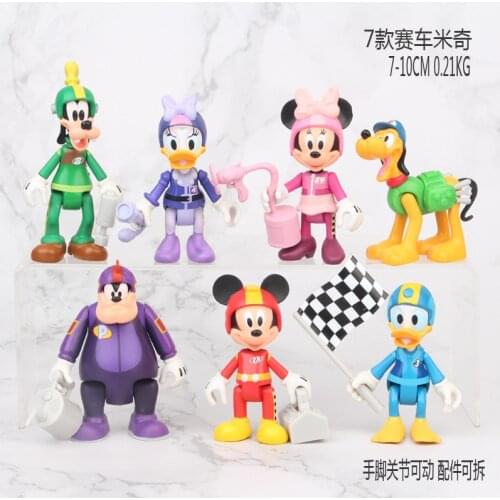 Disney car Mickey Mouse Minnie 7pcs/set Action Figure Posture Anime Decoration Collection Figurine Toy model for children gift