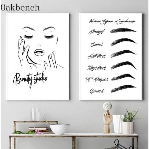 Aesthetic Posters Eyebrow Shape Art Print Black And White Eyelashes Canvas Painting Nordic Beauty Institute Decoration Pictures