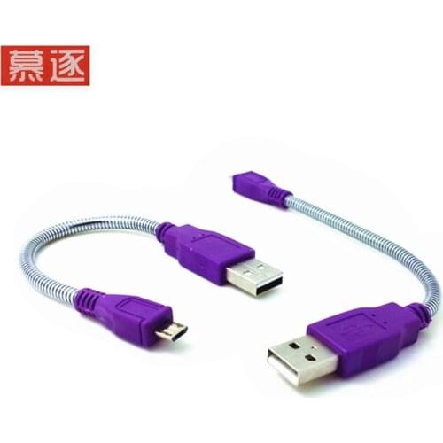 USB 2.0 A Male Plug to Micro USB 5pin Male Plug Flexible Metal Stand Cable