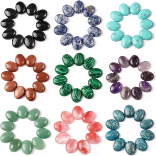10pcs Natural Stone Oval CAB CABOCHON Agates Turquoises Amethysts Beads for Jewelry Making DIY Handcrafted Jewelry Making Ring