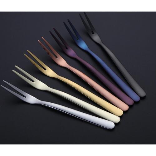 Colorful Salad Snack Fork Cake Dessert Stainless Steel Lovely Fruit Fork Tableware Restaurant Doces Supplies Christmas Gift 1set