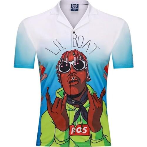 Summer Shirt Men Fashion Rap Singer Printed Shirt Top Streetwear Beach Casual Fashion White Tee Camisa Male Blouse Hip Hop Shirt