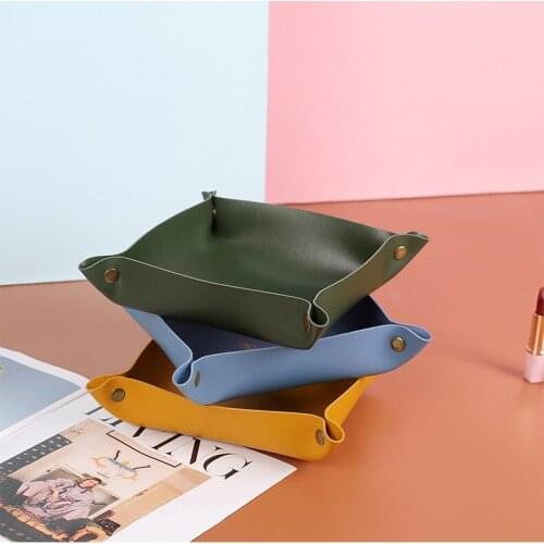 Desktop leather entrance key jewelry cosmetics petty bourgeois gift storage box organizer