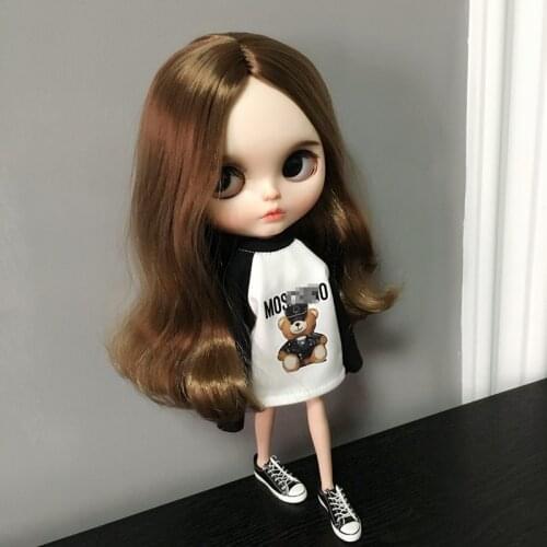 New Doll Blyth Clothes Cartoon Long Sleeve Hoodie for Barbies, Azone, ob24, Blyth T-shirt 1/6 doll accessories