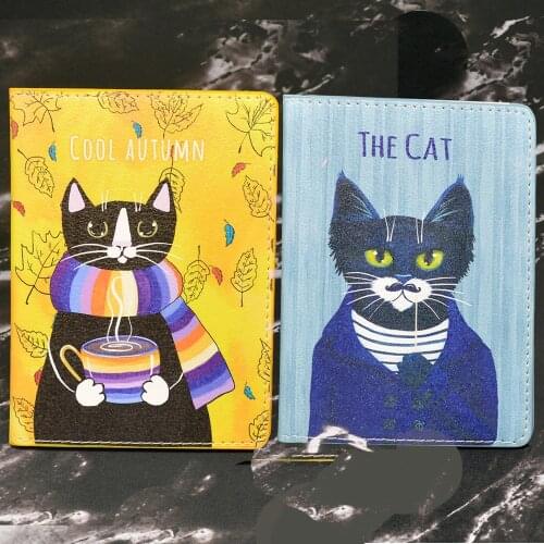 Cute Cat Prints Women Cover for Passport Lovely Passport Holder India Soft Pu Leather