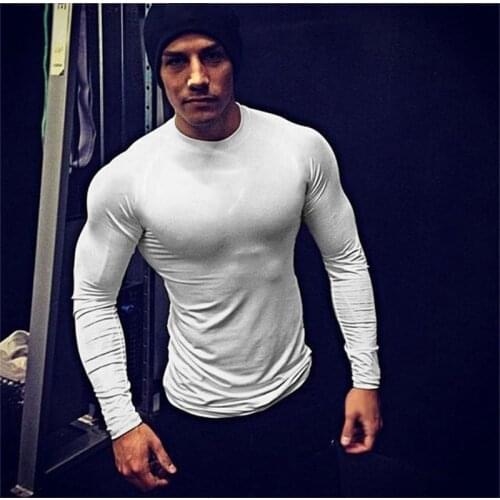 Autumn Long Sleeve Compression Shirt Men Fitness T-shirt Sports Tee Shirt Workout Muscle Tight Gym Clothing Bodybuilding Tshirts