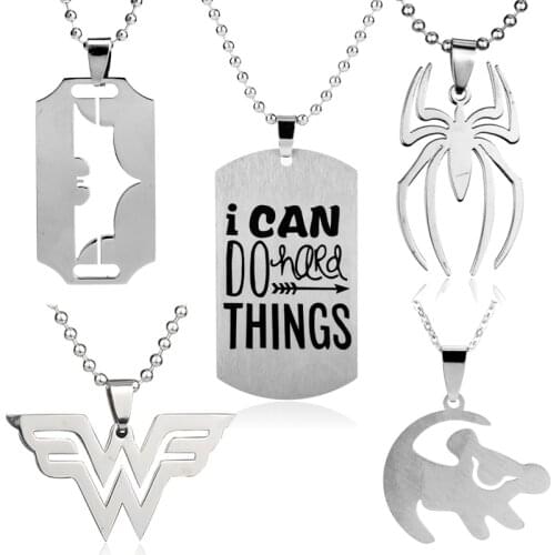 Stainless Steel Necklace Bat/Spider Shaped Razor Blade Pendants Neckalces Men Fashion Jewelry Necklace Gifts